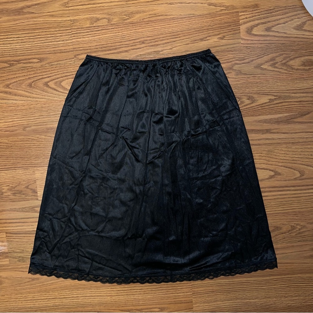 Vintage Montgomery Wards Black Lace Trim slip skirt